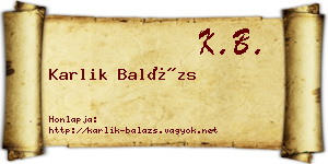 Karlik Balázs névjegykártya